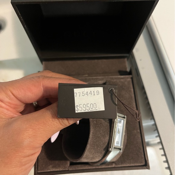 Gucci Blue and Silver Rectangular Watch - Picture 5 of 6